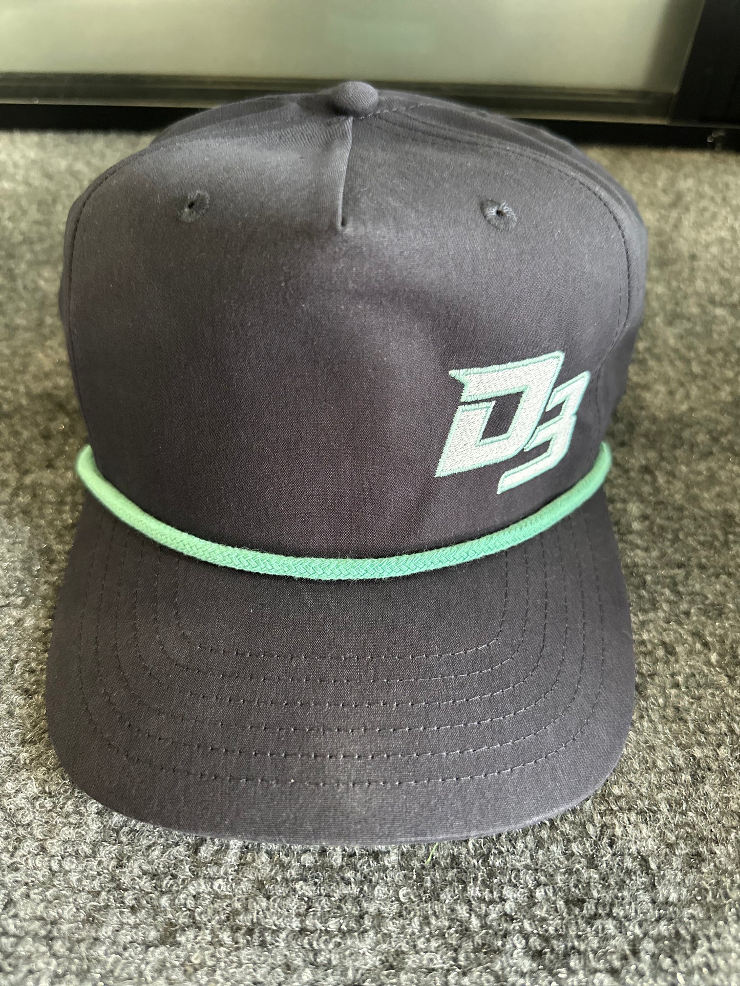 D3 HAT NAVY W/ TEAL ROPE￼